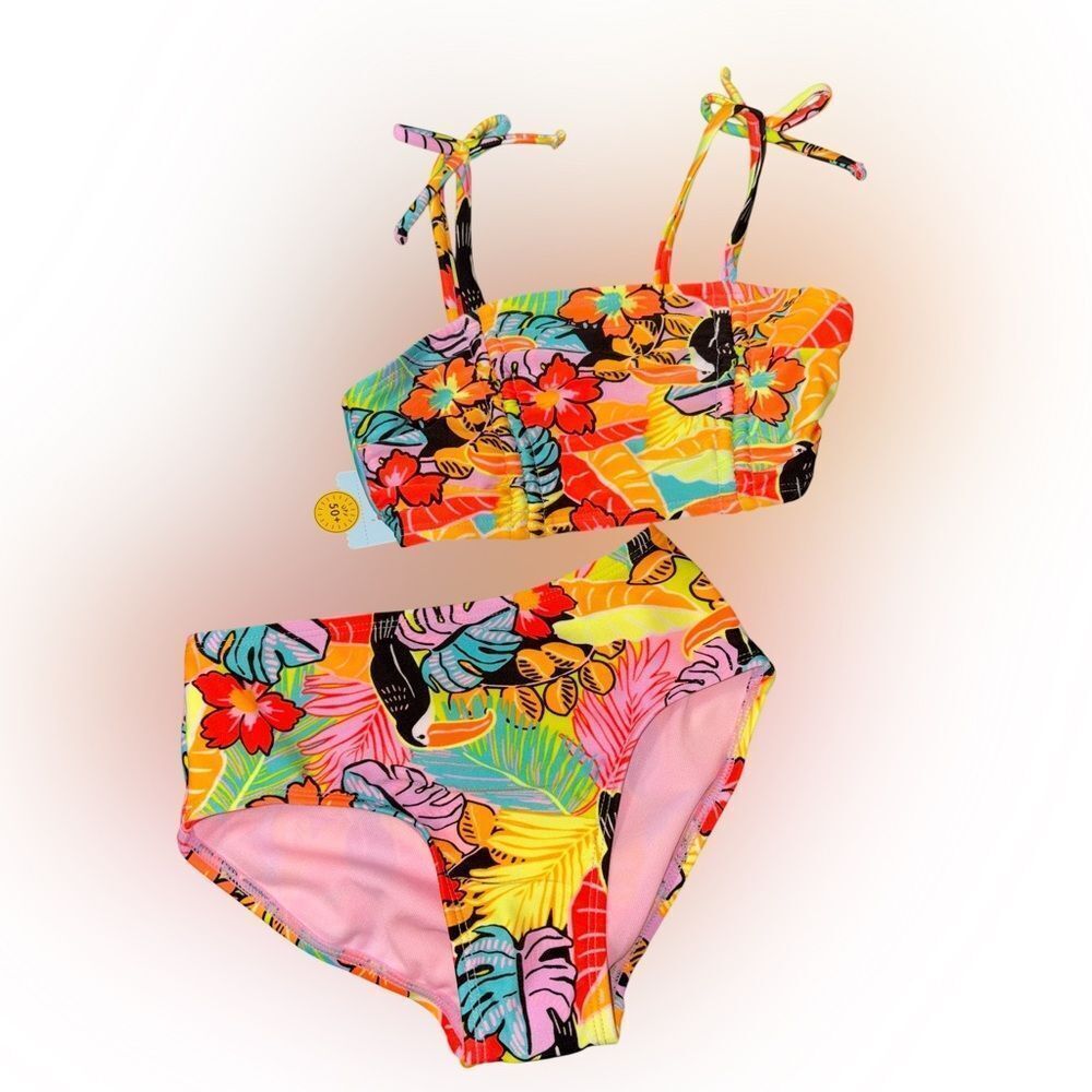 Nwt size 4/5 Cat & Jack toucan and tropical flowers Bikini Swim Set
